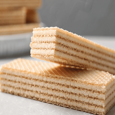 Two pieces of wafer biscuits